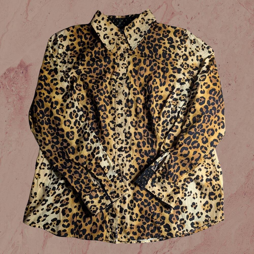 the ultimate mob wife leopard print button-up with polka dot contrast 🐆✨peak